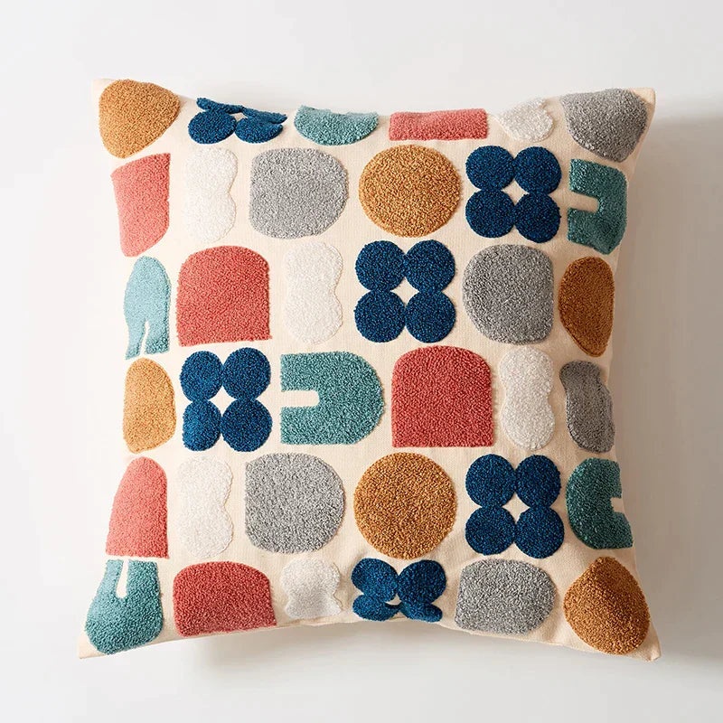 DecorBites™ Embroidered Floral Dot Pillow Cover for Cozy Home Decor