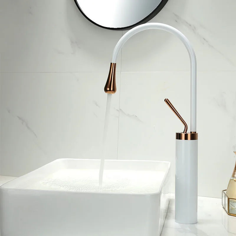 DecorBites™ Black Gold Basin Faucet - Swivel Kitchen Sink Water Crane with Hot and Cold Handles