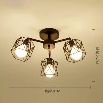 DecorBites™ Black Iron Cage Chandelier: Adjustable Spider Design Modern Ceiling Lamp