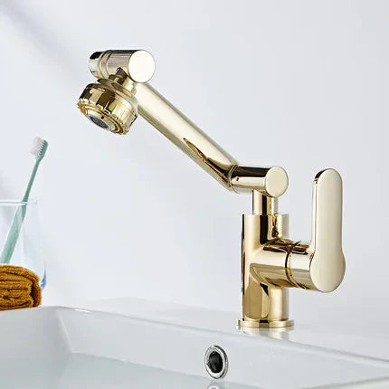 DecorBites™ Gold and Black Bathroom Faucet with Hot Cold Water Mixer - Deck Mounted