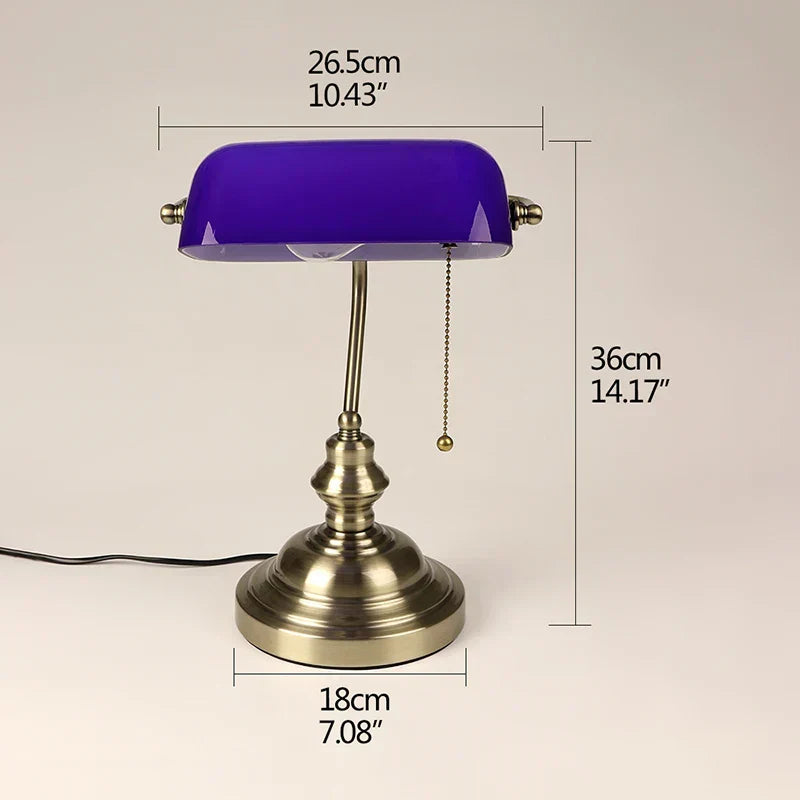 DecorBites™ Glass Banker Lamp Cover - Elegant Lampshade in Green/Blue/Amber/White