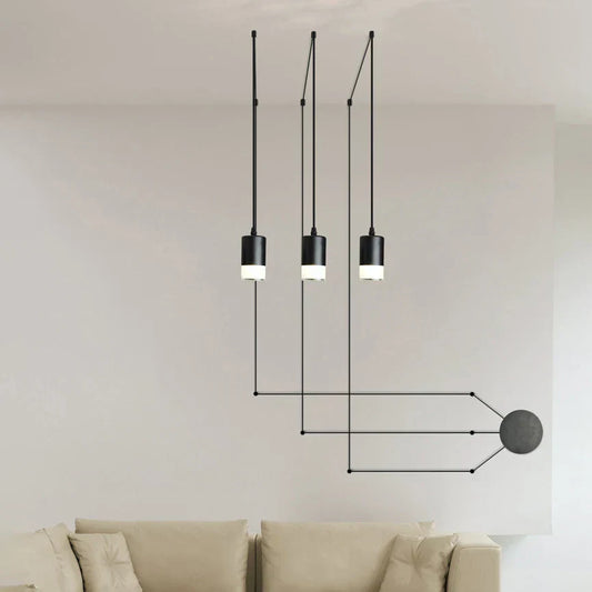 DecorBites™ Black Rope DIY Pendant Lamp Modern LED Ceiling Hanging Light Fixtures NordiLux Living Room