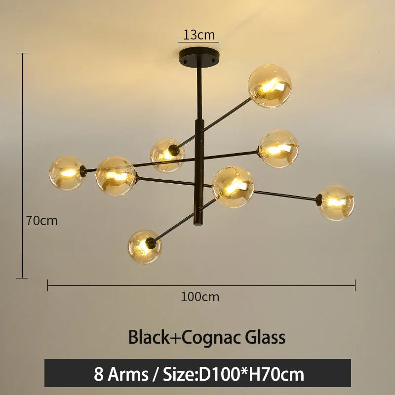 DecorBites™ Black/Gold G9 LED Chandelier for Living Room Bedroom Modern Pendant Lighting