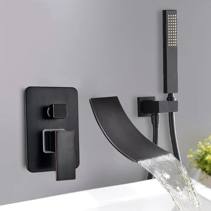 DecorBites™ Chrome Bathtub Faucet Mixer with Hand Shower Waterfall Spout
