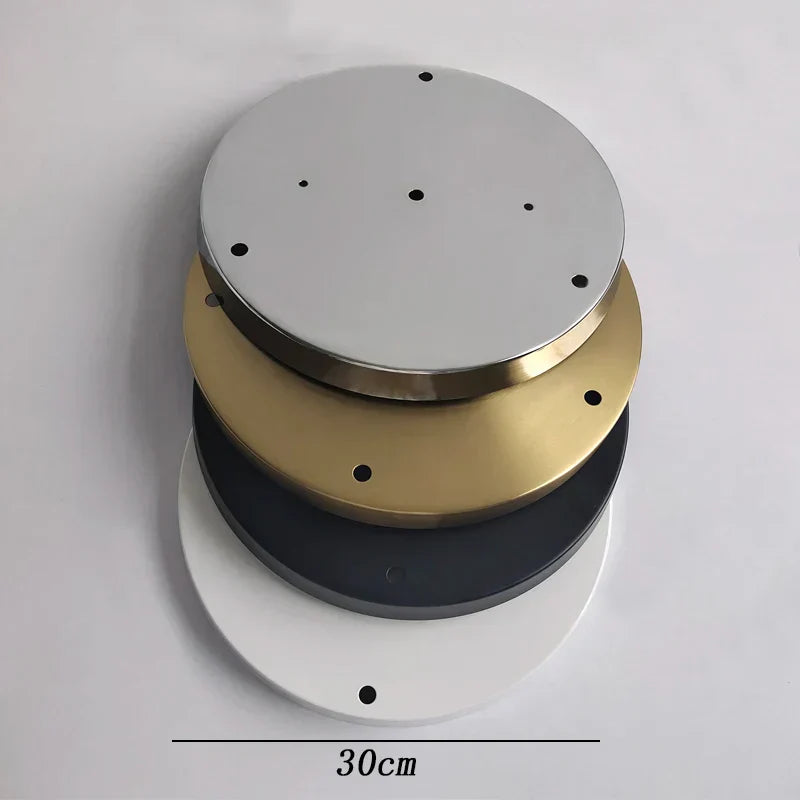 DecorBites™ Brass/Silver Base Plate Lighting Accessories: Round/Rectangular Ceiling Canopy Lamps Chassis