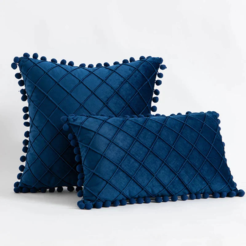 DecorBites™ Corduroy Striped Pompom Pillowcase for Bedroom Sofa Living Room