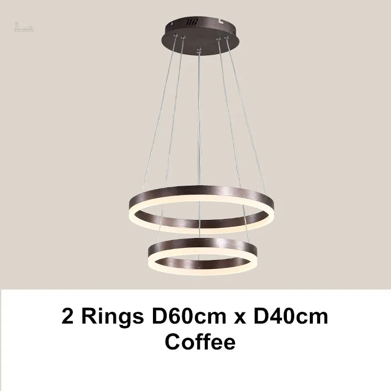 DecorBites™ LED Chandelier Rings Pendant Light - Coffee Gold Dimmable Ceiling Lamp