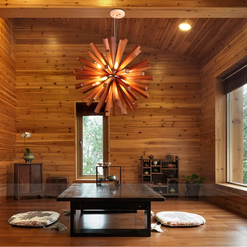 DecorBites™ Dandelion Wooden Pendant Lights - Solid Wood Hanging Lamps for Dining Room & Restaurant