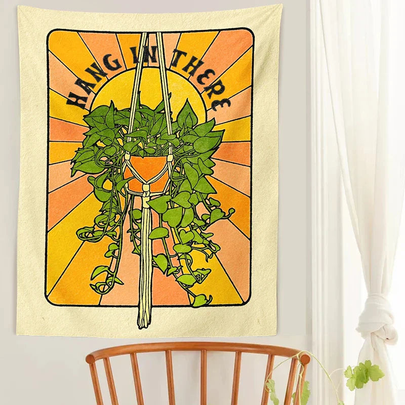 DecorBites™ Botanical Tapestry Wall Hanging for 70s Aesthetic Home Decor