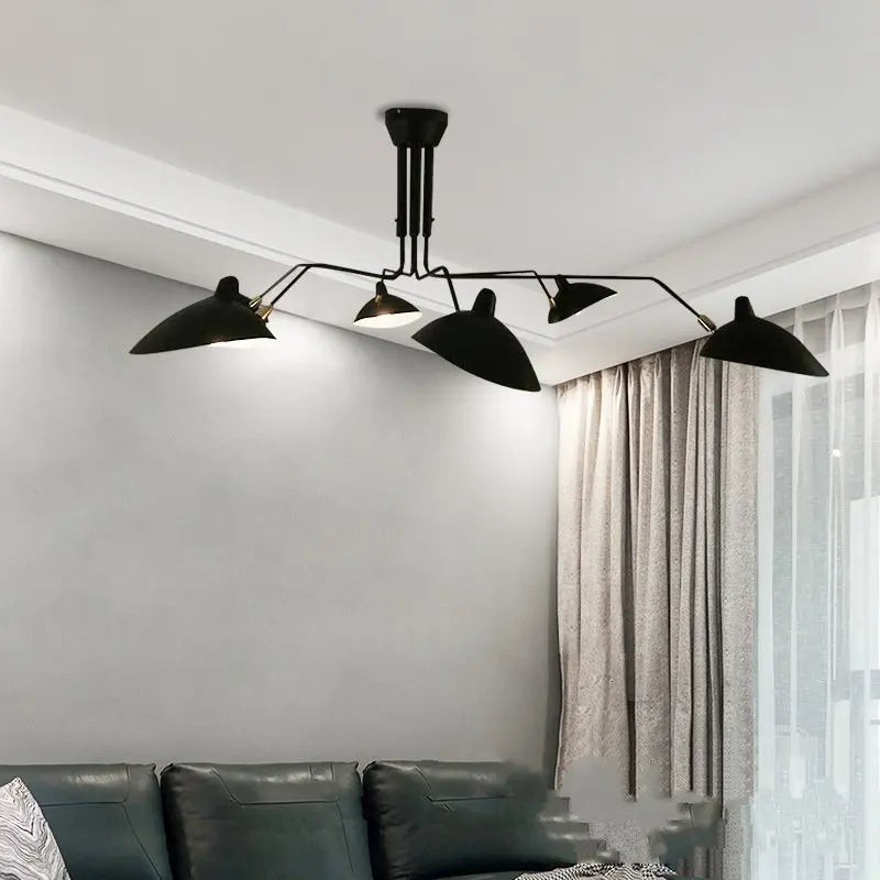 DecorBites™ Black Swing Arm Chandelier | Loft Industrial Adjustable Lighting Fixture