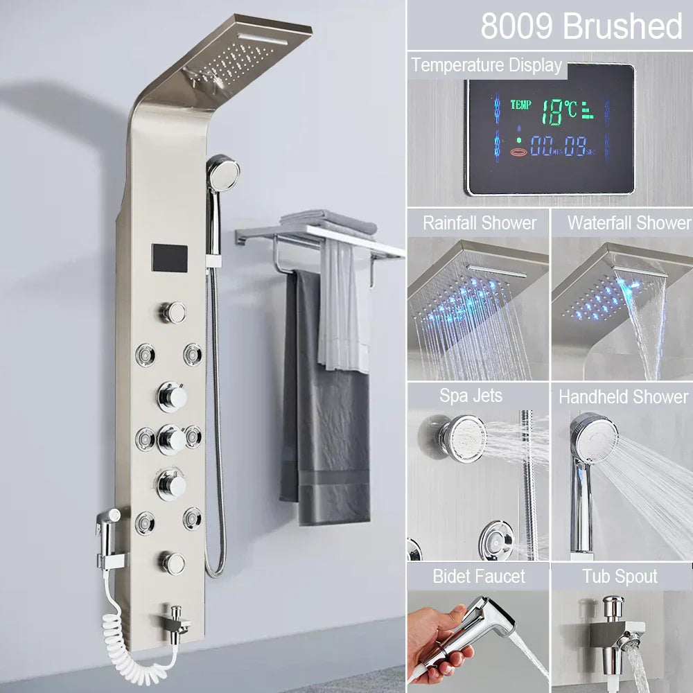DecorBites™ Black LED Shower Faucet SPA Massage Jet Rain Panel Bidet Sprayer Tap