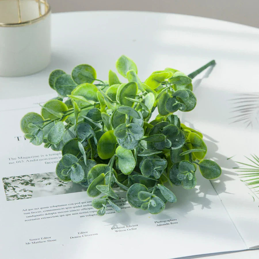 DecorBites™ Eucalyptus Leaves Vase: Artificial Plants for Home, Christmas, Wedding, Garden, Floristics