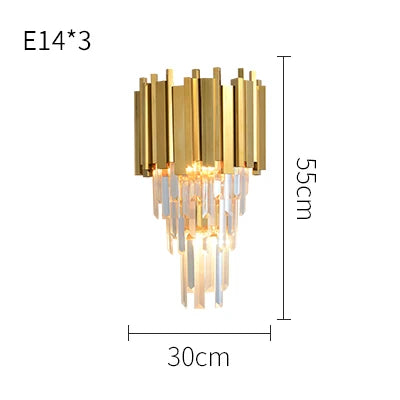 DecorBites™ Crystal Clear LED Wall Sconce Chrome Silver Gold Wall Light for Bedroom