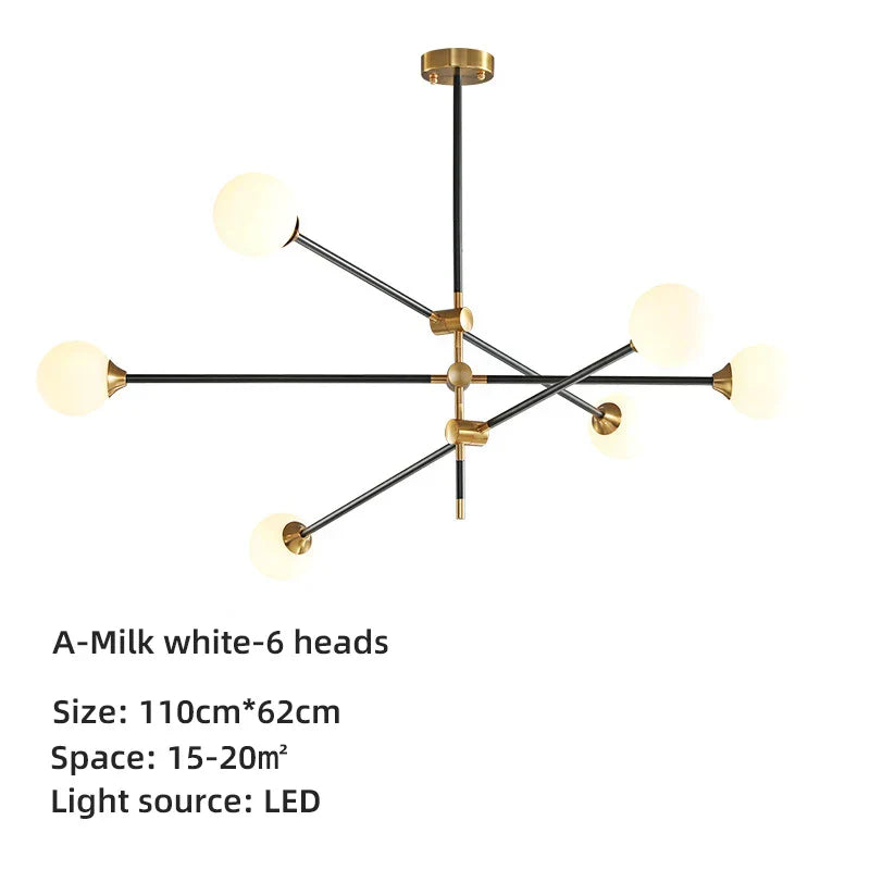 DecorBites™ Geometric Glass Ball Chandelier: Post-modern LED Pendant Lights for Stylish Decor