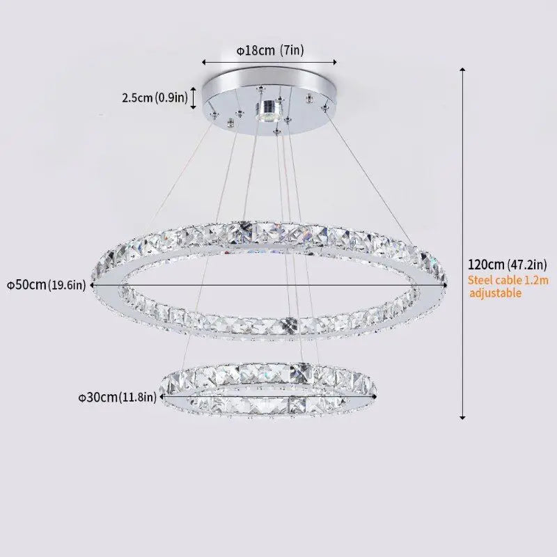 DecorBites™ Crystal LED Ring Pendant Chandelier for Modern Living Dining Room Décor