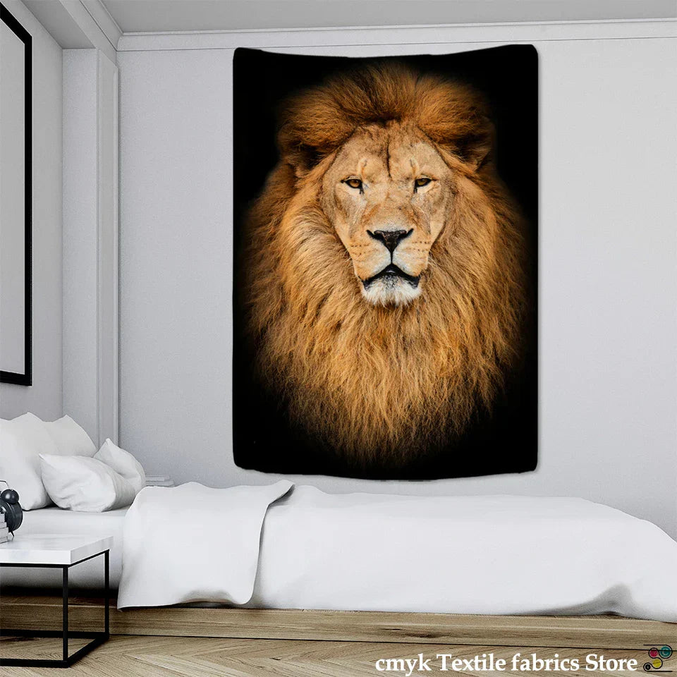 DecorBites™ Lion World Tapestry Hanging Cloth Home Decor Fabric Art Wall Hanging