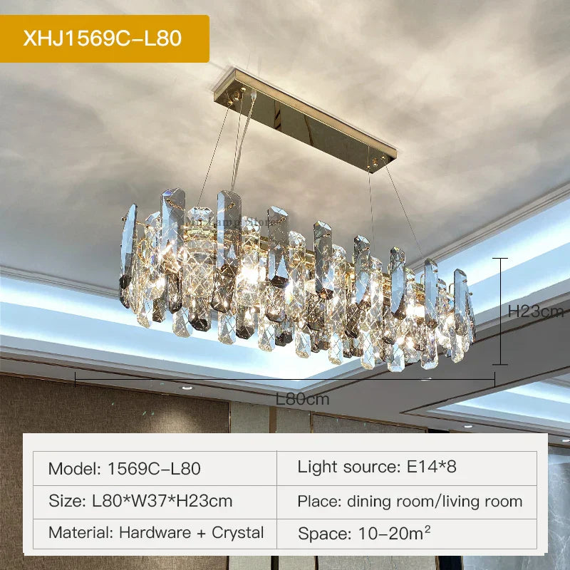 DecorBites™ Crystal LED Chandelier for Elegant Living Room, Dining, Bedroom, Kitchen