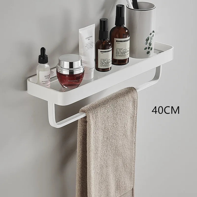 DecorBites™ Glass Corner Shelf with Bar for Bath and Kitchen Storage
