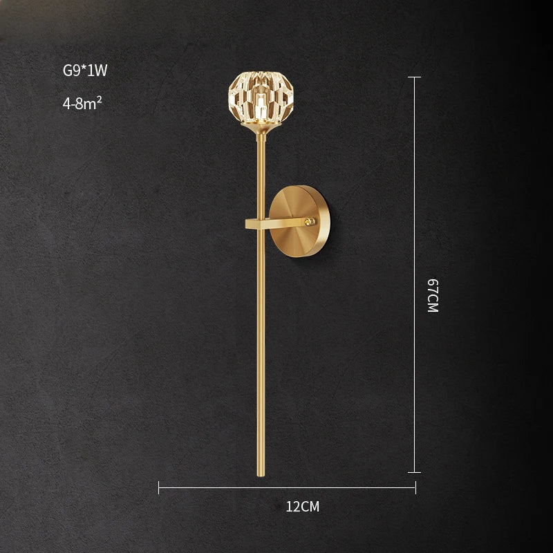 DecorBites™ Crystal LED Wall Sconce for Bedroom Corridor - Designer Black Gold Wall Light
