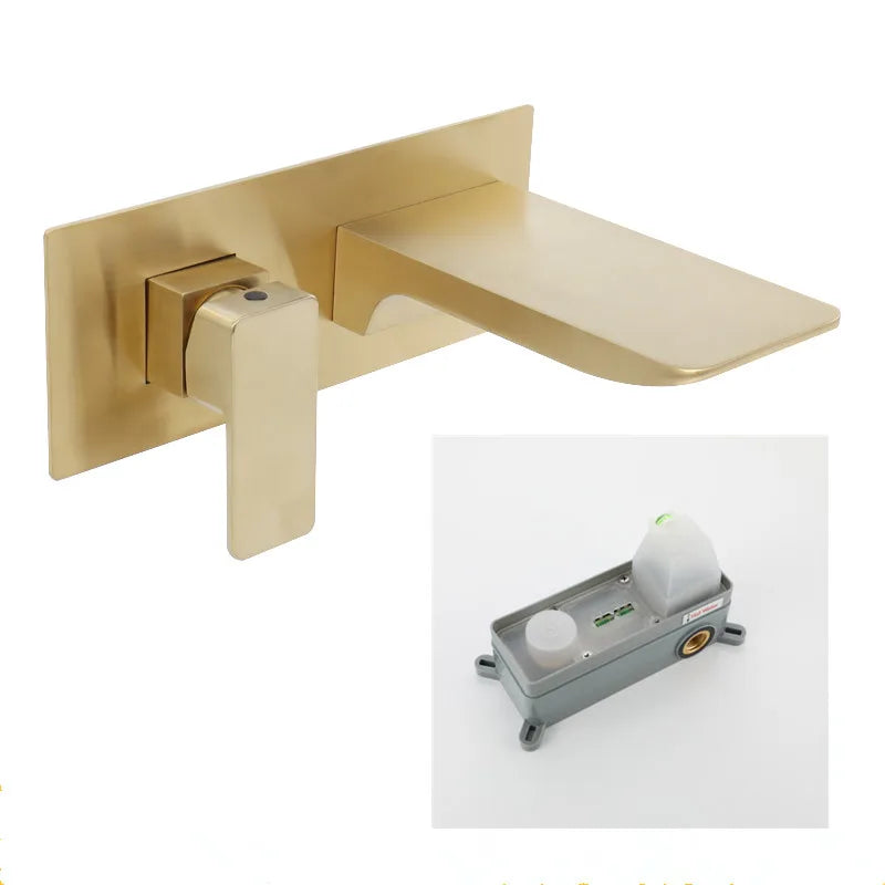 DecorBites™ Blanoir Solid Brass In-Wall Black and Brushed Gold Basin Faucet Mixer Tap