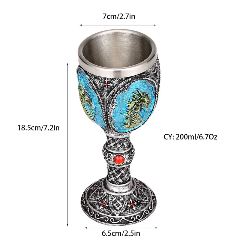 DecorBites™ Dragon King Goblet 200ml: Retro Stainless Steel Wine Glass Gothic Whiskey Cup