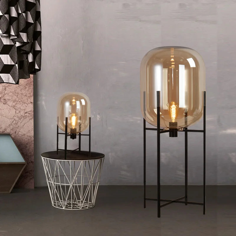 DecorBites™ LED Glass Floor Lamp Retro Melon Floor Lights - Modern Minimalist Design