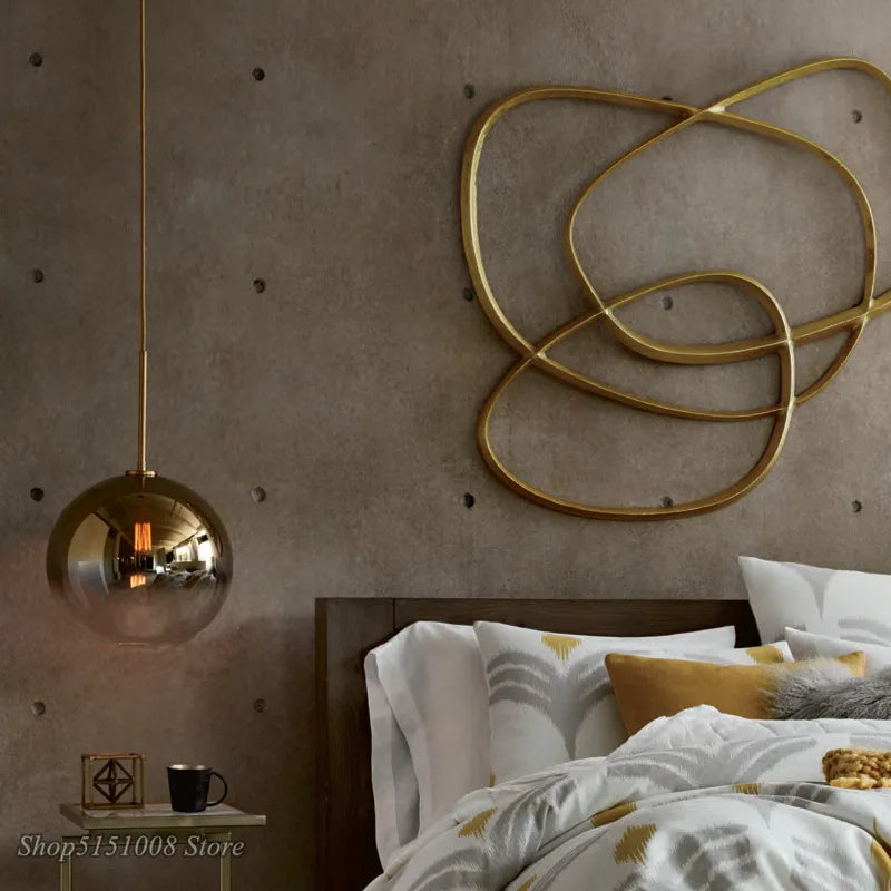 DecorBites™ Glass Ball LED Pendant Light: Modern Silver Gold Nordic Kitchen Decor