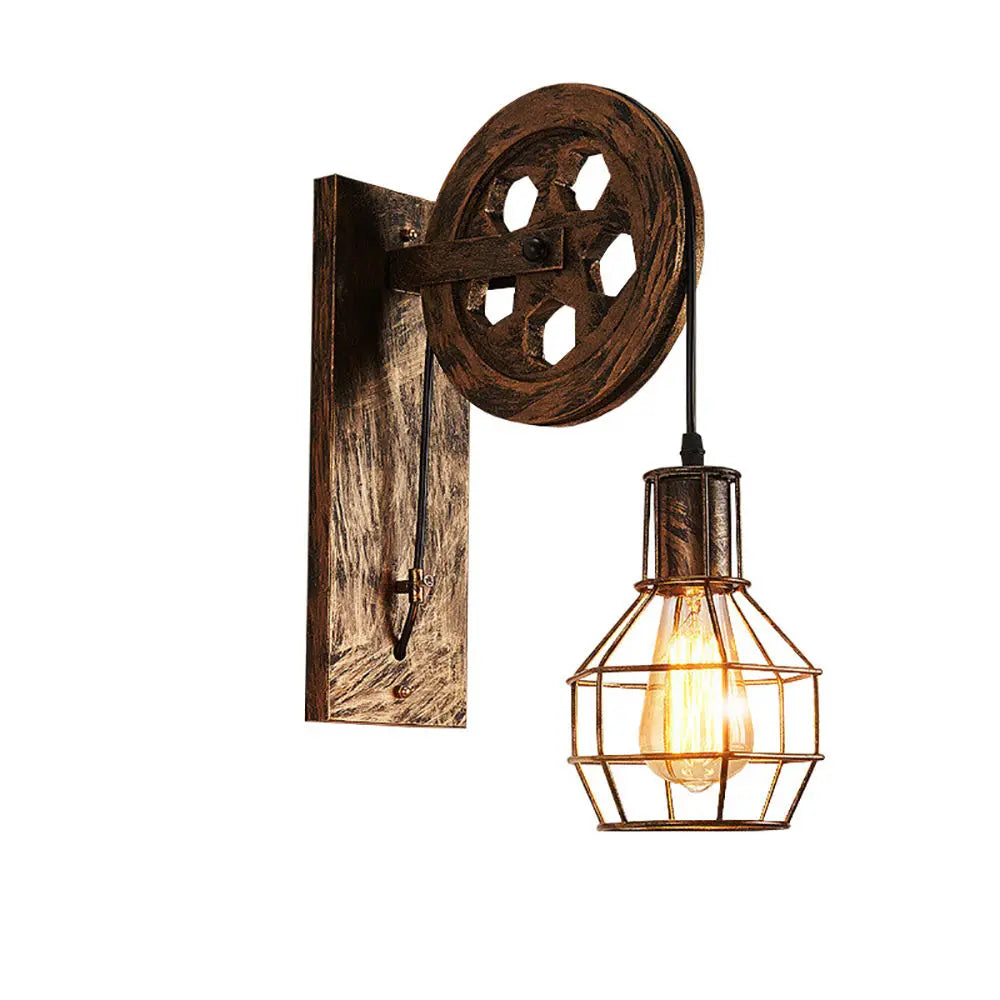 DecorBites™ Industrial Pulley Wall Light - Retro Loft Sconce Fixture for Home, Cafe, Bar