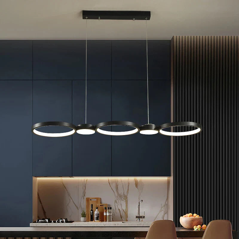 DecorBites™ Black Ring LED Chandelier for Living Room Bedroom Dining Hall Lighting