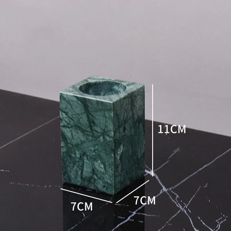 DecorBites™ Green Marble Bathroom Set: Dispenser, Dish, Holder, Tissue Box & Accessories