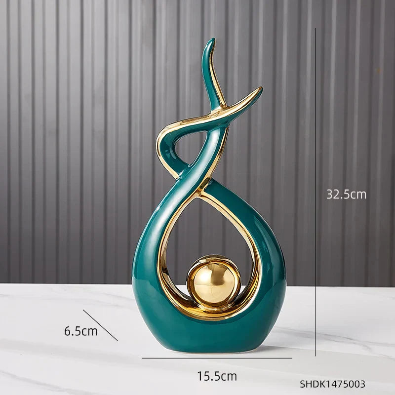 DecorBites™ Ceramic Abstract Figurine Set for Elegant Home and Office Decor