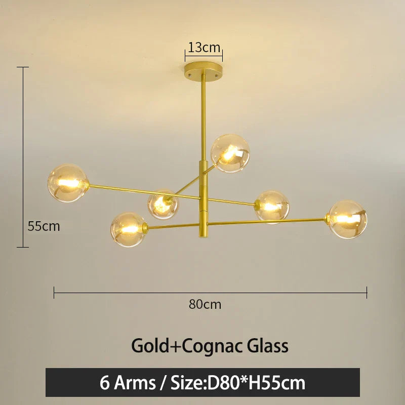 DecorBites™ Black/Gold G9 LED Chandelier for Living Room Bedroom Modern Pendant Lighting
