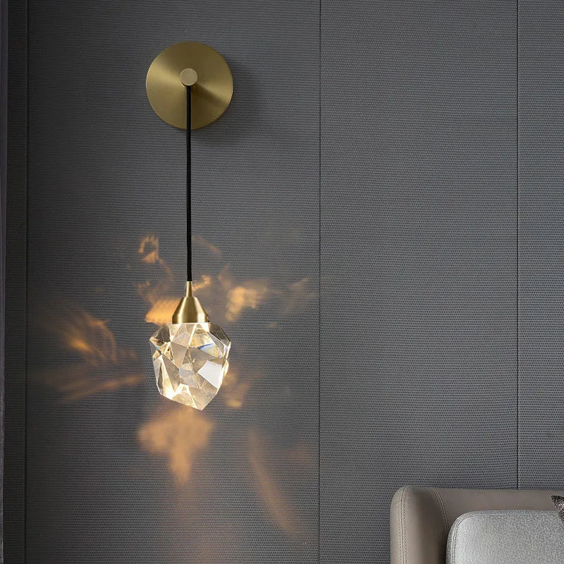 DecorBites™ Crystal Wall Lamp: Modern Golden Light Fixture for Living Room and Bedroom