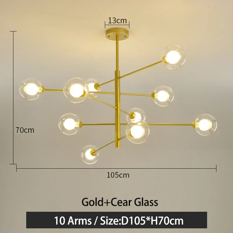 DecorBites™ Black/Gold G9 LED Chandelier for Living Room Bedroom Modern Pendant Lighting