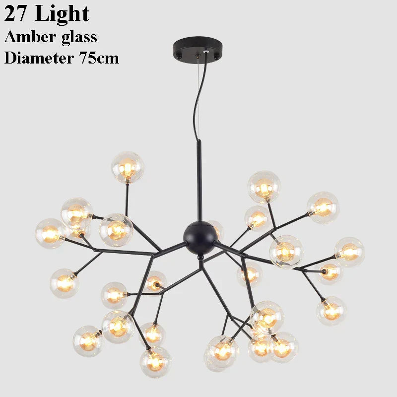 DecorBites™ LED Glass Ball Branch Chandelier | Modern Firefly Art Decor Lighting