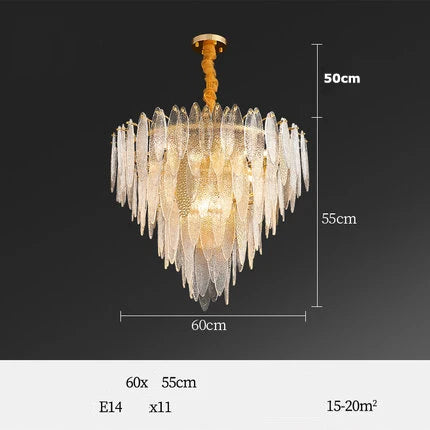 DecorBites™ Art Deco Glass Iron LED Chandelier for Dinning Room