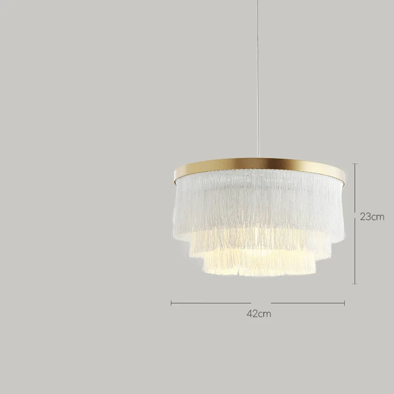DecorBites™ Art Deco Cotton Thread Tiered Chandelier in Black Gold Finishing