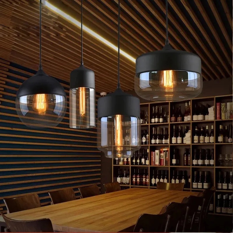 DecorBites™ LED Glass Pendant Lamp: Modern Nordic Hanging Light for Kitchen, Bedroom, Hotel & Restaurant decor.