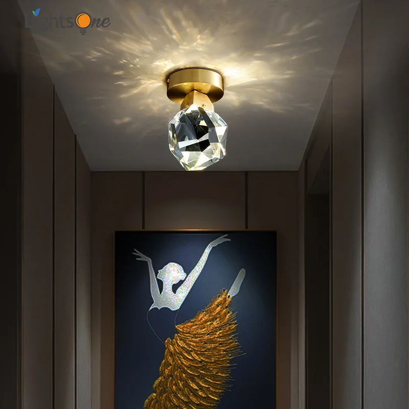 DecorBites™ Crystal Aisle Ceiling Light | Modern & Luxe All-Copper Fixture for Entryway & Cloakroom