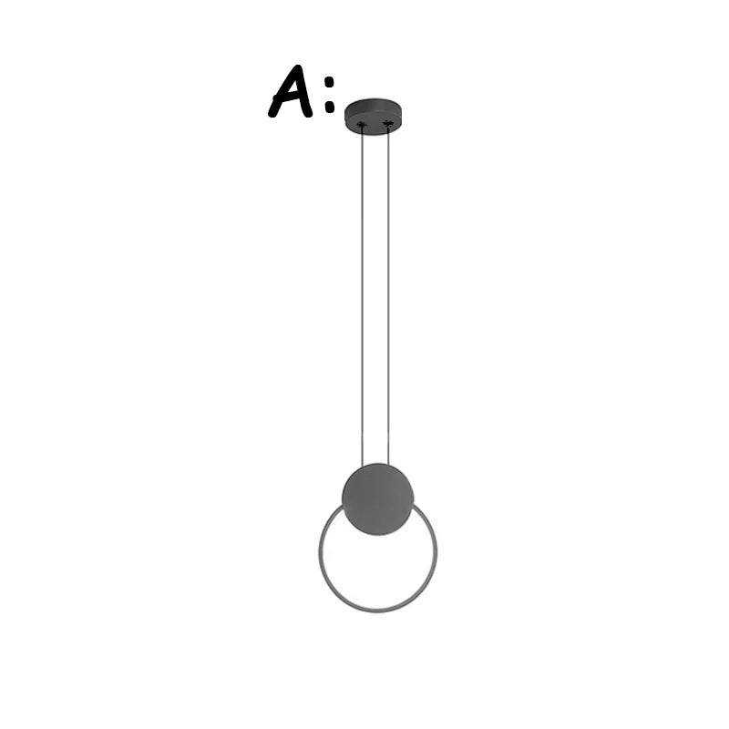 DecorBites™ Black Ring Pendant Lamp: Minimalist Nordic Design, Dimmable LED, Long Wire