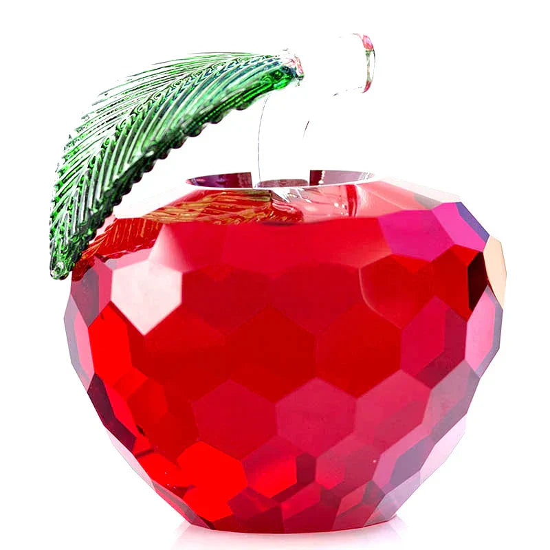 DecorBites™ 3D Crystal Yellow Apple Glass Paperweight Figurine Ornaments - Office Desktop Decoration