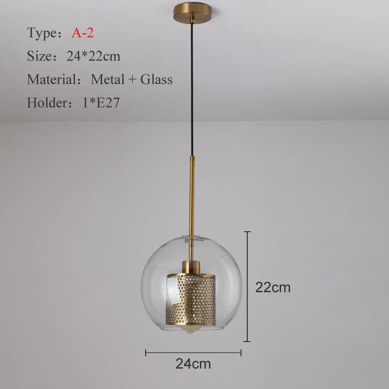 DecorBites™ Ball Glass Pendant Light Modern Kitchen Dining Living Room Fixture