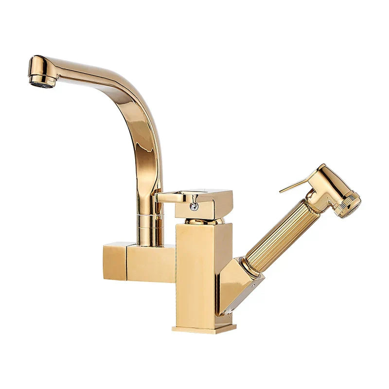 DecorBites™ LED Kitchen Faucet Mixer with Swivel Spouts and Pull-Out Spray