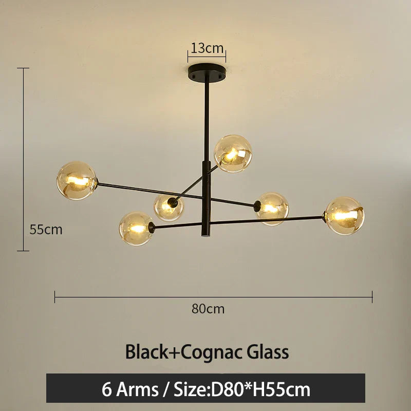 DecorBites™ Black/Gold G9 LED Chandelier for Living Room Bedroom Modern Pendant Lighting