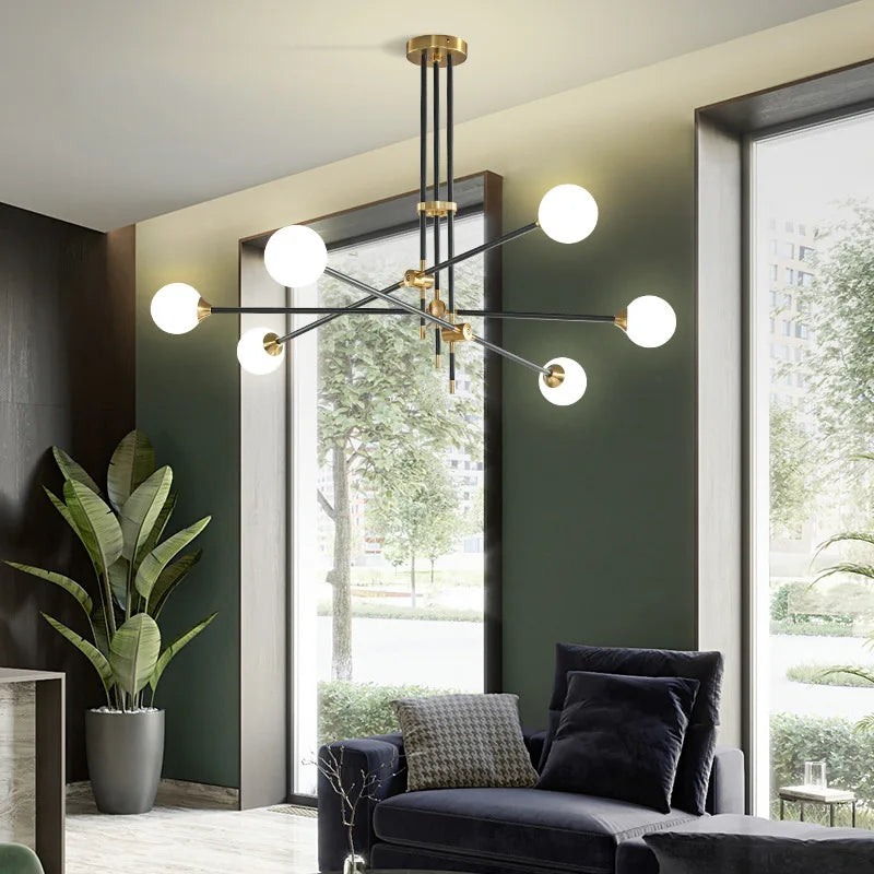 DecorBites™ Geometric Glass Ball Chandelier: Post-modern LED Pendant Lights for Stylish Decor