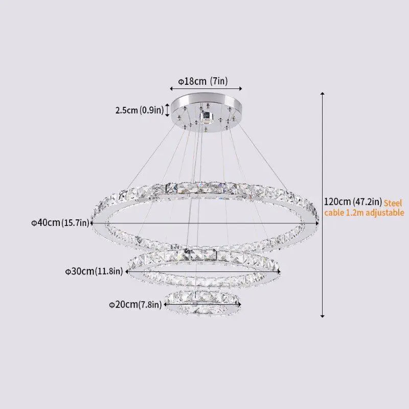 DecorBites™ Crystal LED Ring Pendant Chandelier for Modern Living Dining Room Décor