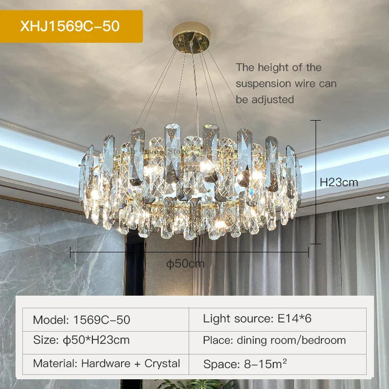 DecorBites™ Crystal LED Chandelier for Elegant Living Room, Dining, Bedroom, Kitchen