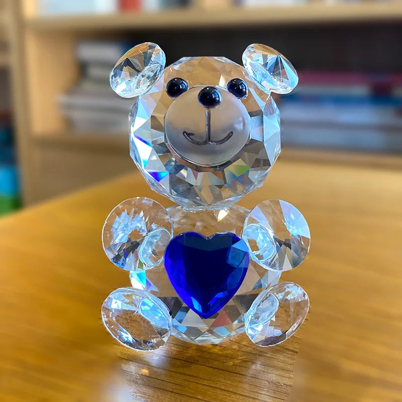 DecorBites™ Crystal Bear Figurine: Glass Animal Ornament & Paperweight