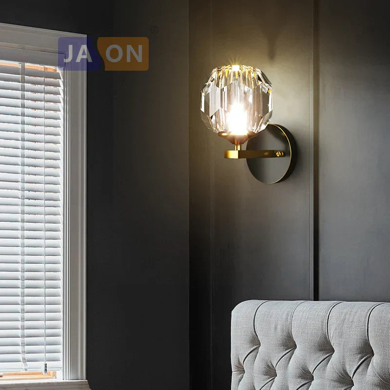 DecorBites™ Crystal LED Wall Sconce for Bedroom Corridor - Designer Black Gold Wall Light