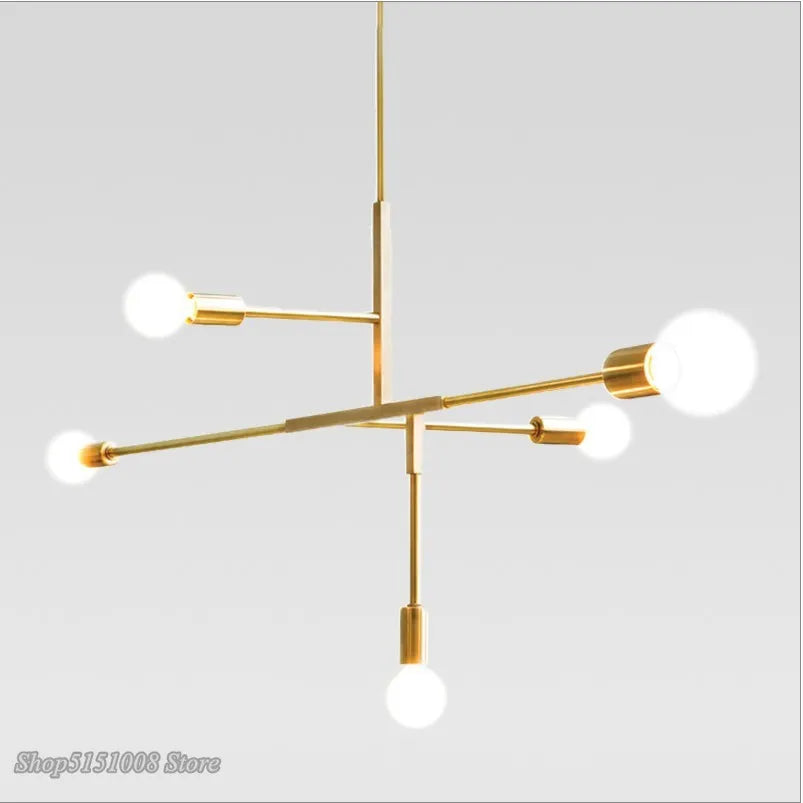 DecorBites™ Cross Style 5-Head Pendant Light in Gold and Black Finish for Modern Home Decor
